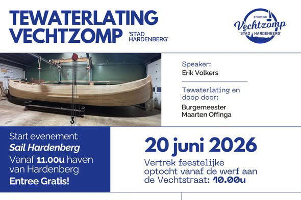 Sail Hardenberg 2026: Tewaterlating Vechtzomp en Historische Schepen
